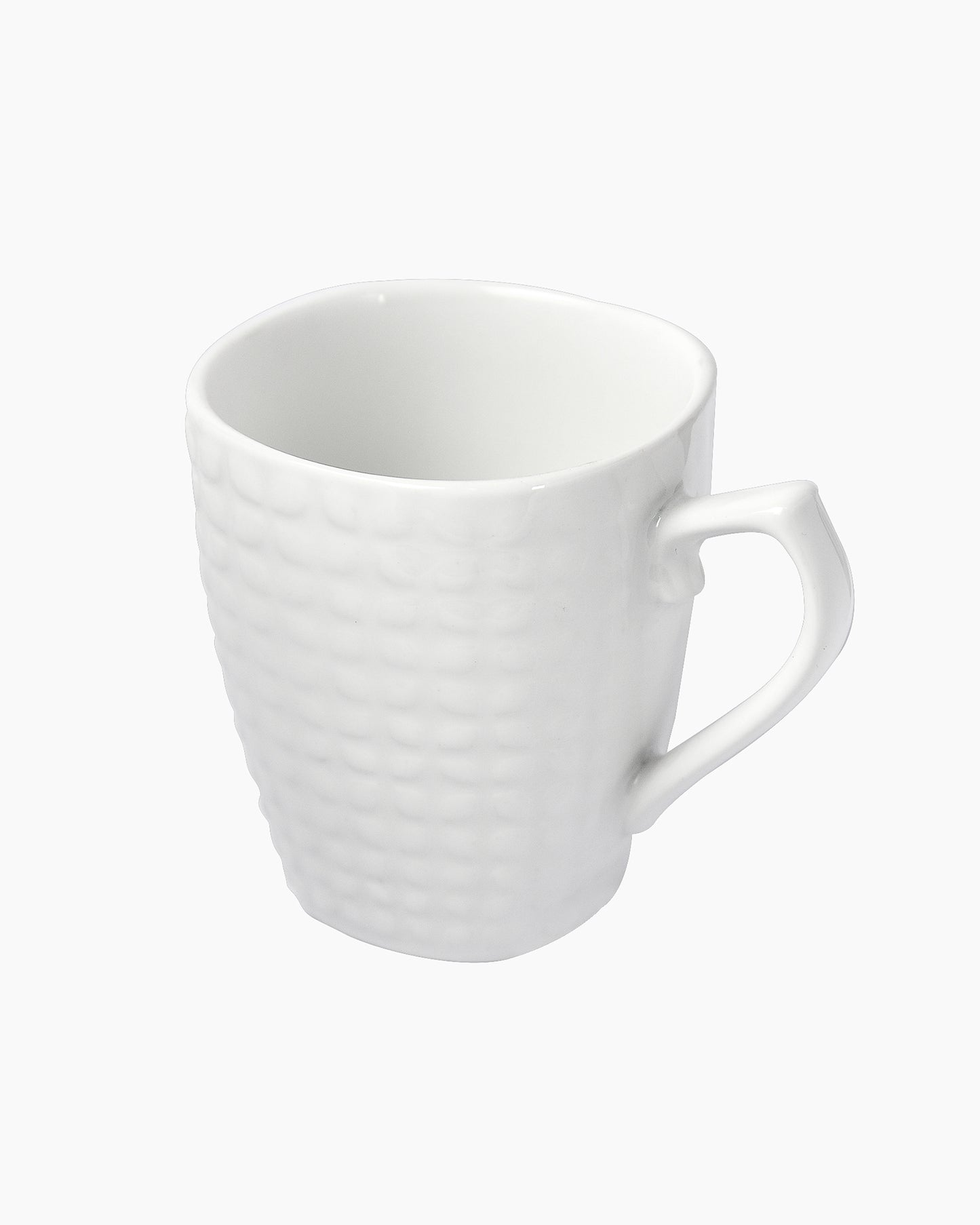 Homesake® Coffee Mugs 355ml Ceramic Mug Set with Embossment, Stackable Mugs for Coffee/Tea/Latte/Cappuccino, Microwave & Dishwasher Safe, Gift for Men & Women, (White)