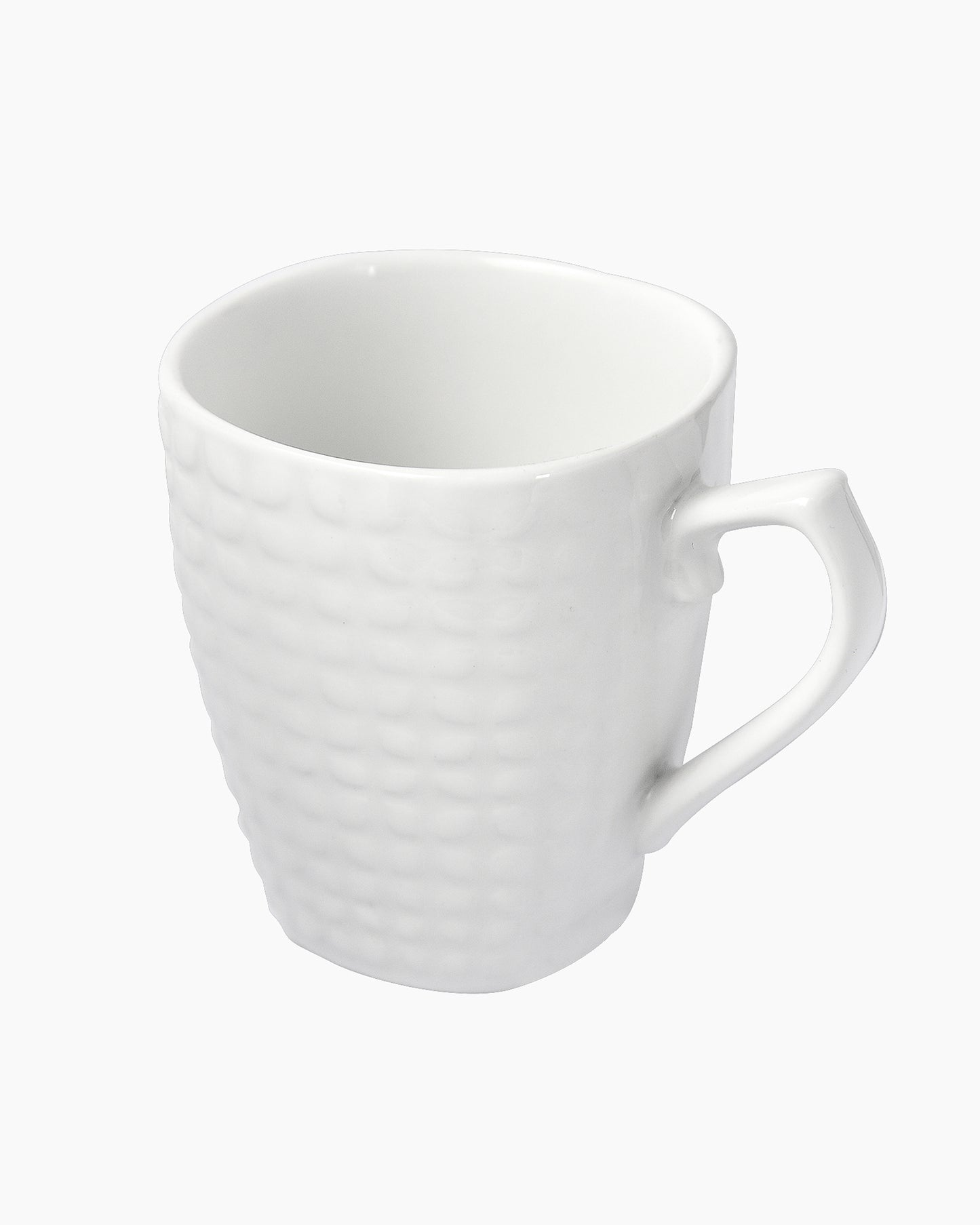 Homesake® Coffee Mugs 355ml Ceramic Mug Set with Embossment, Stackable Mugs for Coffee/Tea/Latte/Cappuccino, Microwave & Dishwasher Safe, Gift for Men & Women, (White)