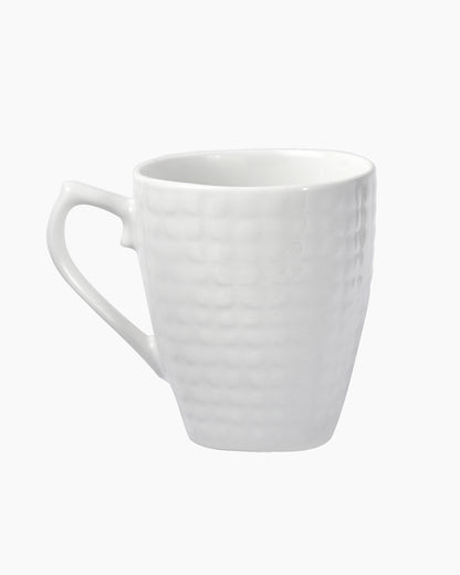 Homesake® Coffee Mugs 355ml Ceramic Mug Set with Embossment, Stackable Mugs for Coffee/Tea/Latte/Cappuccino, Microwave & Dishwasher Safe, Gift for Men & Women, (White)