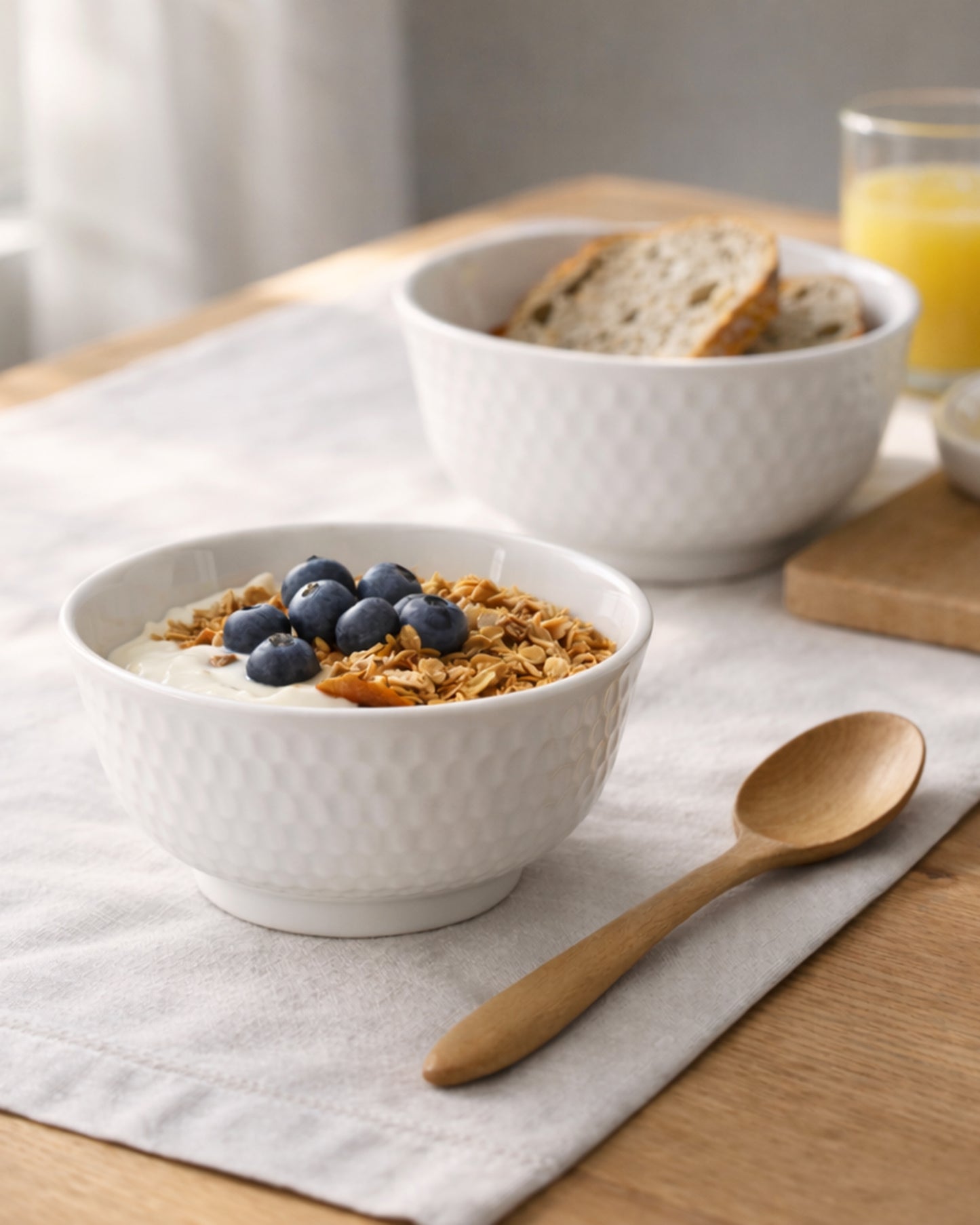 Homesake® Porcelain Small Bowls, 4.4 inch Honeycomb Texture Bowls for Ice Cream Yogurt Dessert Fruits 8 Ounce Bowl Set for Food Prep Rice Small Sid, (White)