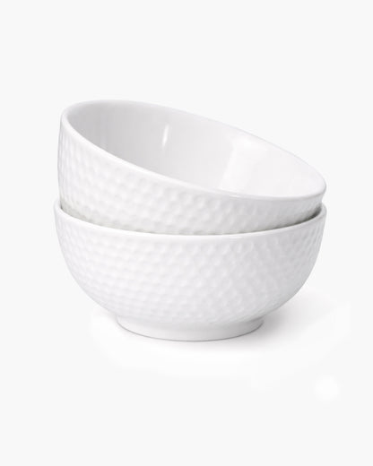 Homesake® Porcelain Small Bowls, 4.4 inch Honeycomb Texture Bowls for Ice Cream Yogurt Dessert Fruits 8 Ounce Bowl Set for Food Prep Rice Small Sid, (White)