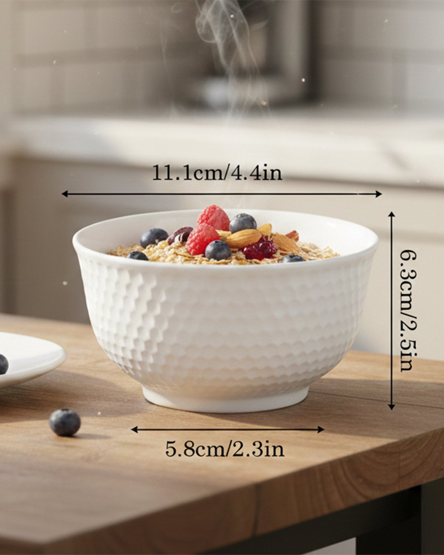 Homesake® Porcelain Small Bowls, 4.4 inch Honeycomb Texture Bowls for Ice Cream Yogurt Dessert Fruits 8 Ounce Bowl Set for Food Prep Rice Small Sid, (White)