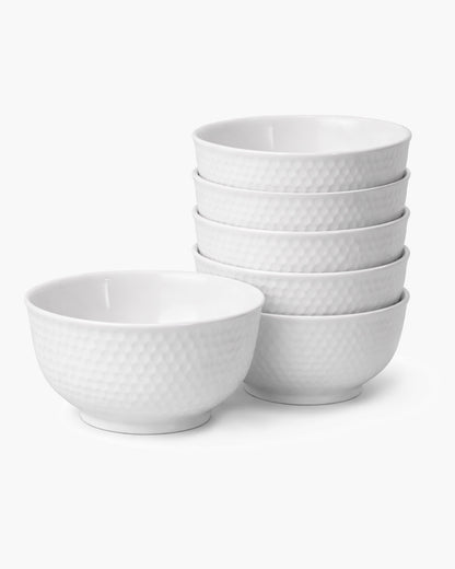 Homesake® Porcelain Small Bowls, 4.4 inch Honeycomb Texture Bowls for Ice Cream Yogurt Dessert Fruits 8 Ounce Bowl Set for Food Prep Rice Small Sid, (White)