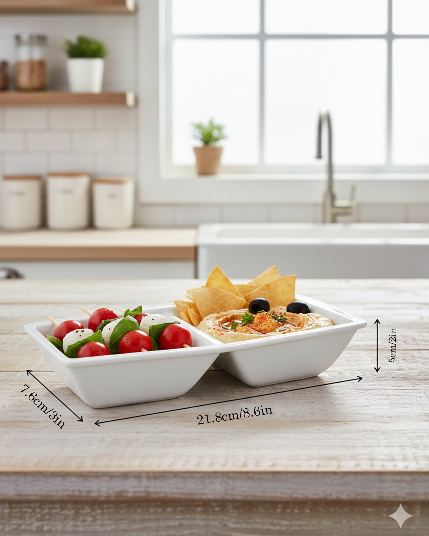 Homesake® White Porcelain Small Bowls, Square Bowls for Ice Cream Yogurt Dessert Fruits Snacks Bowl Set for Food Prep Rice Small Sid, (White)