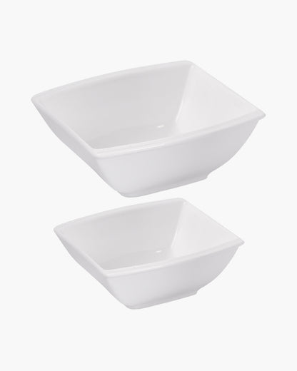 Homesake® White Porcelain Small Bowls, Square Bowls for Ice Cream Yogurt Dessert Fruits Snacks Bowl Set for Food Prep Rice Small Sid, (White)