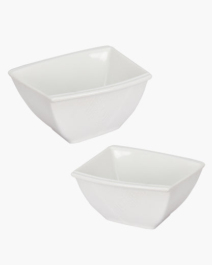 Homesake® White Porcelain Small Bowls, Square Bowls for Ice Cream Yogurt Dessert Fruits Snacks Bowl Set for Food Prep Rice Small Sid, (White)