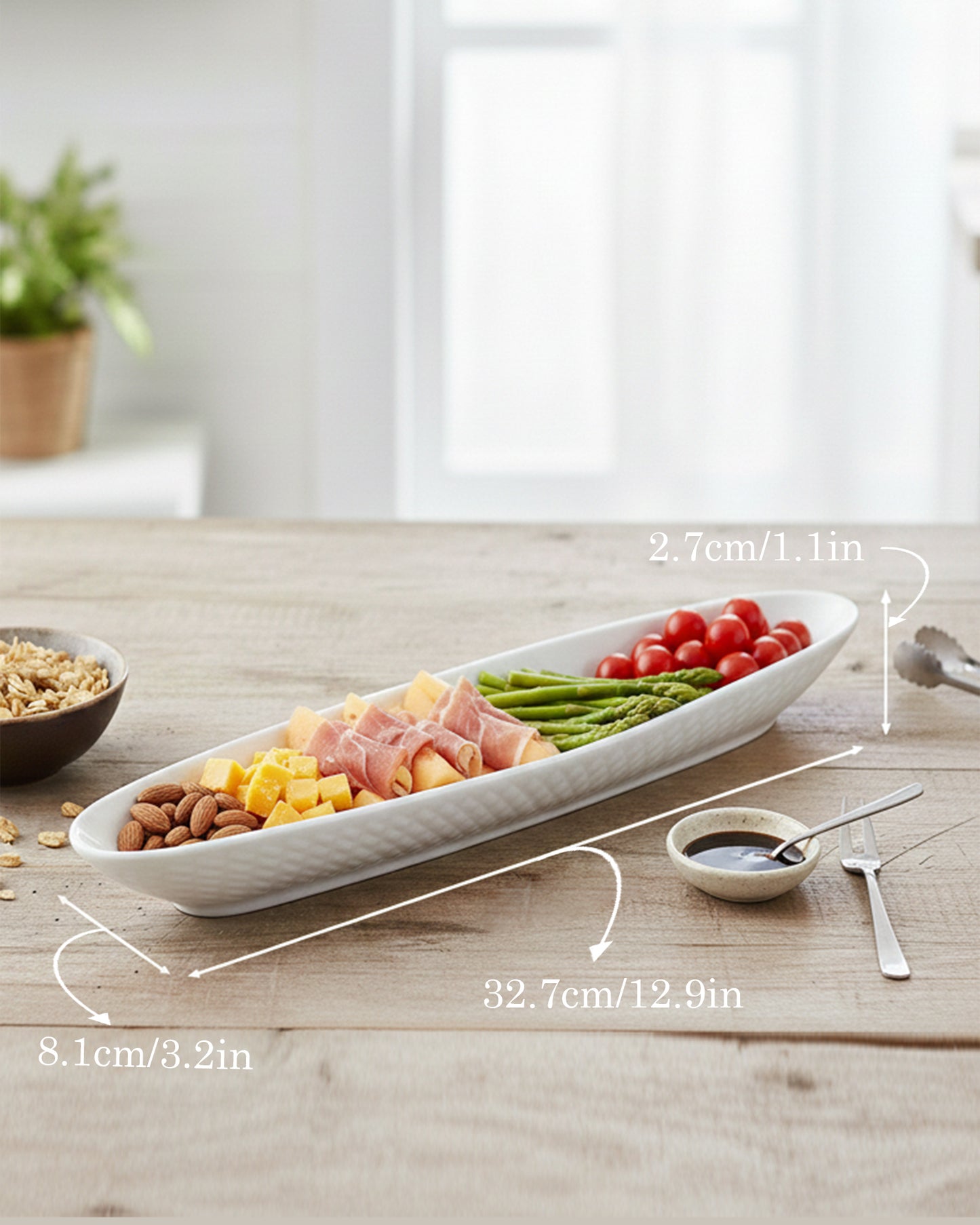 Homesake® Fine Porcelain Tray Delite Big Oval, Serving Platter for Serving Food, Serving Trays for Party, Sizzler, Sushi, Appetizer