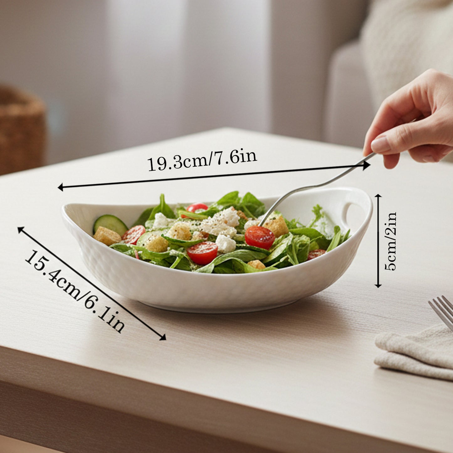 Homesake® White Porcelain Oval Tray with handle, Serving Platter for Serving Food, Serving Trays for Party, Sizzler, Sushi, Appetizer, Oven Safe Dinnerware