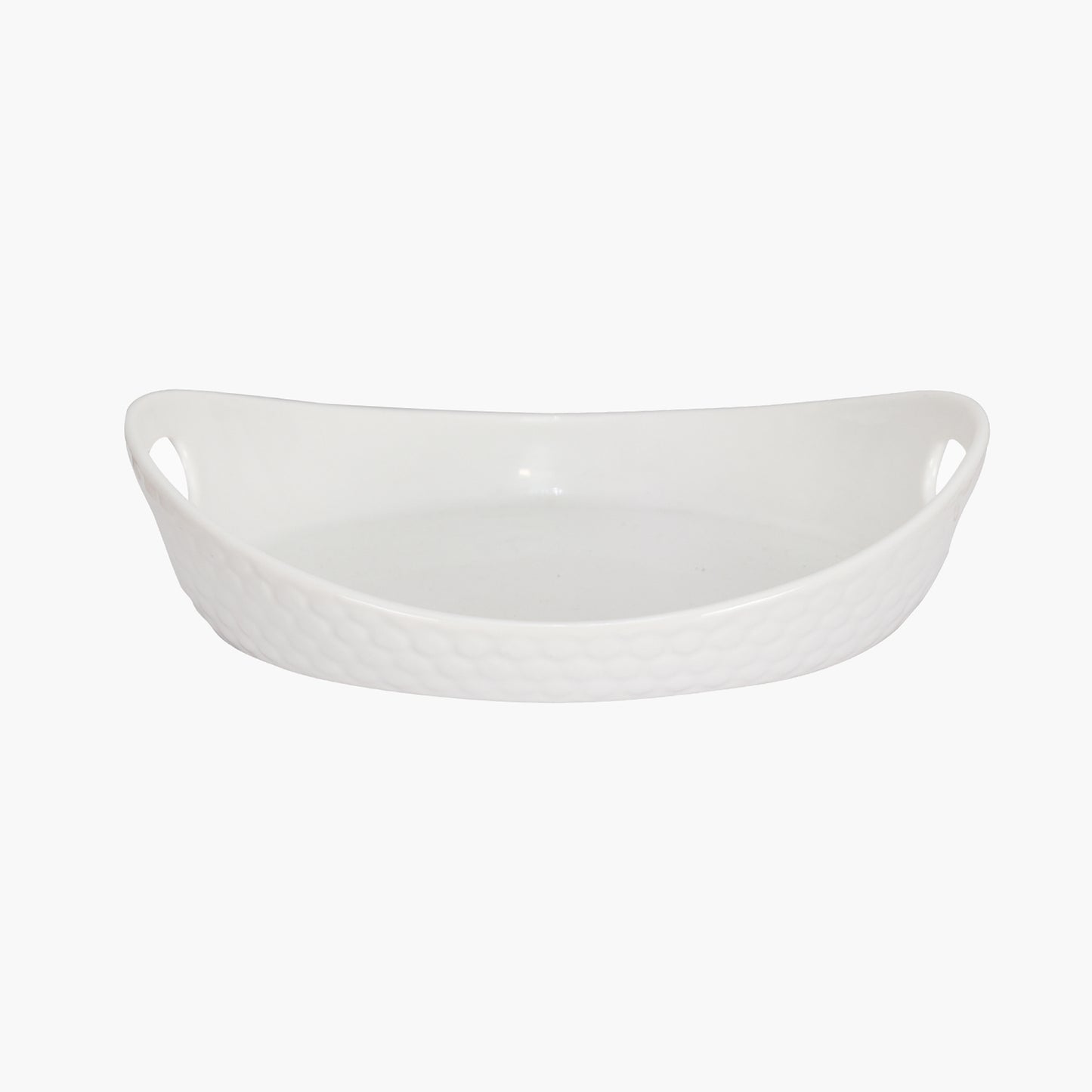 Homesake® White Porcelain Oval Tray with handle, Serving Platter for Serving Food, Serving Trays for Party, Sizzler, Sushi, Appetizer, Oven Safe Dinnerware