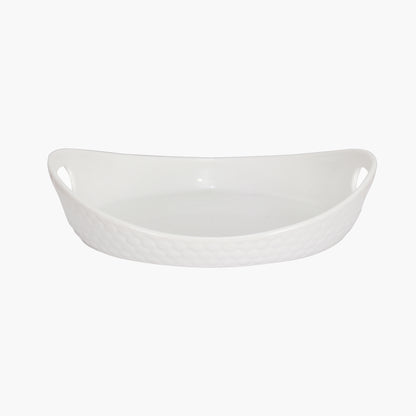 Homesake® White Porcelain Oval Tray with handle, Serving Platter for Serving Food, Serving Trays for Party, Sizzler, Sushi, Appetizer, Oven Safe Dinnerware