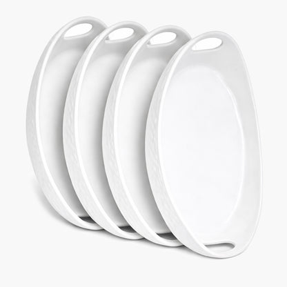 Homesake® White Porcelain Oval Tray with handle, Serving Platter for Serving Food, Serving Trays for Party, Sizzler, Sushi, Appetizer, Oven Safe Dinnerware