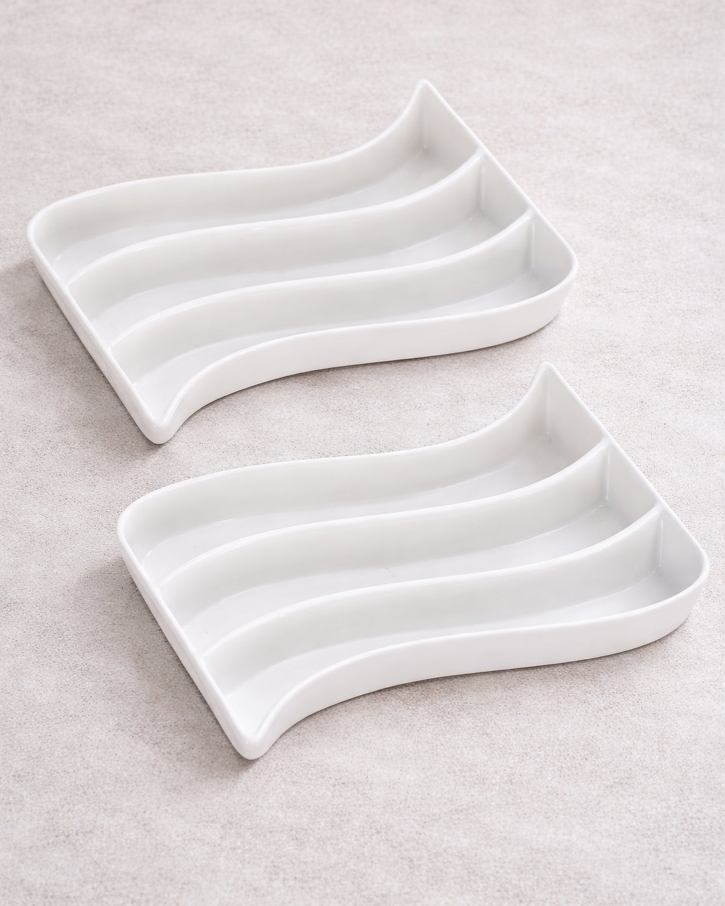 Homesake® White Porcelain Wavy Rectangle Tray with partition, Serving Platter for Serving Food, Serving Trays for Party, Entertaining, Sushi, Appetizer, Oven Safe Dinnerware