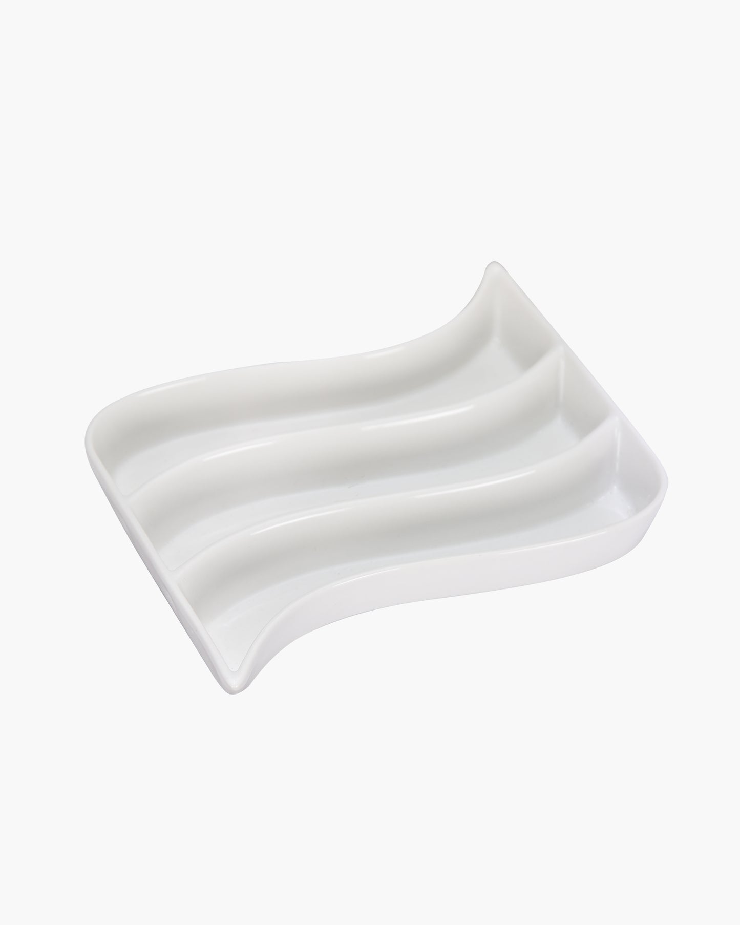 Homesake® White Porcelain Wavy Rectangle Tray with partition, Serving Platter for Serving Food, Serving Trays for Party, Entertaining, Sushi, Appetizer, Oven Safe Dinnerware
