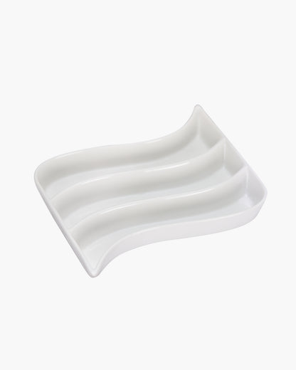 Homesake® White Porcelain Wavy Rectangle Tray with partition, Serving Platter for Serving Food, Serving Trays for Party, Entertaining, Sushi, Appetizer, Oven Safe Dinnerware