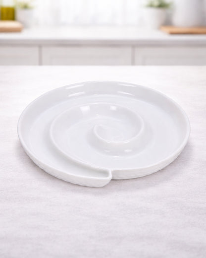 Homesake® White Porcelain Elite Snail Tray, Serving Platter for Serving Food, Serving Trays for Party, Entertaining, Fruit, Appetizer, Oven Safe Dinnerware