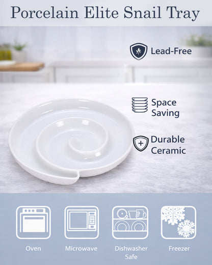 Homesake® White Porcelain Elite Snail Tray, Serving Platter for Serving Food, Serving Trays for Party, Entertaining, Fruit, Appetizer, Oven Safe Dinnerware