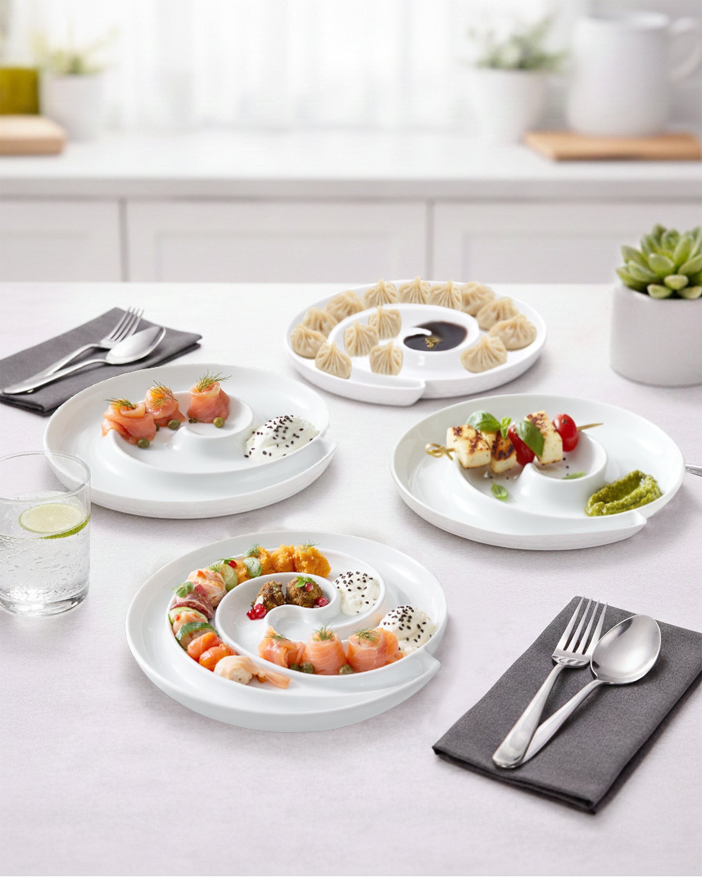 Homesake® White Porcelain Elite Snail Tray, Serving Platter for Serving Food, Serving Trays for Party, Entertaining, Fruit, Appetizer, Oven Safe Dinnerware