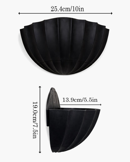 Homesake® Black Self Watering Wall Planter Ribbed Half Moon, Rustproof PP, Dual Chamber Design