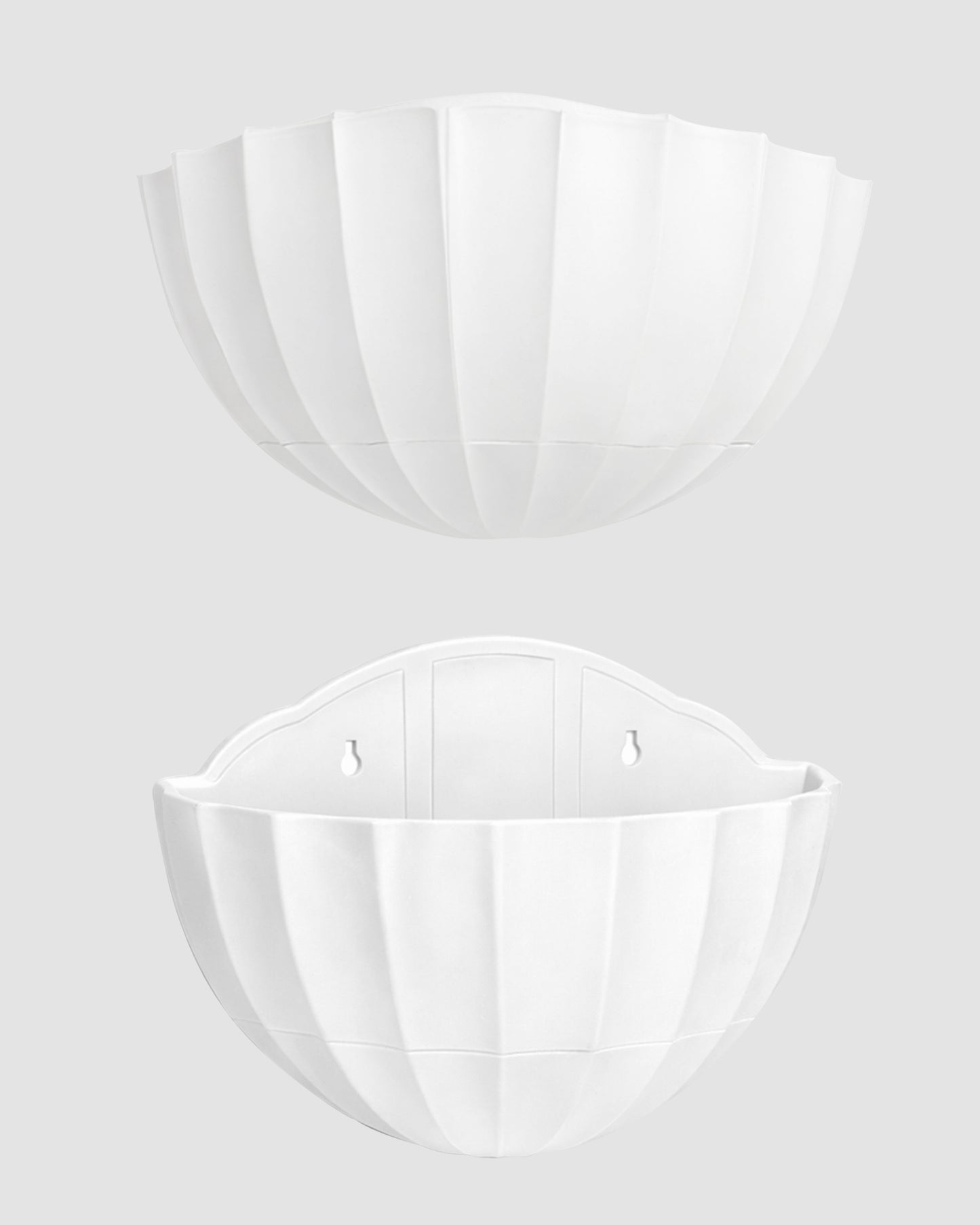 Homesake® White Self Watering Wall Planter Ribbed Half Moon, Rustproof PP, Dual Chamber Design