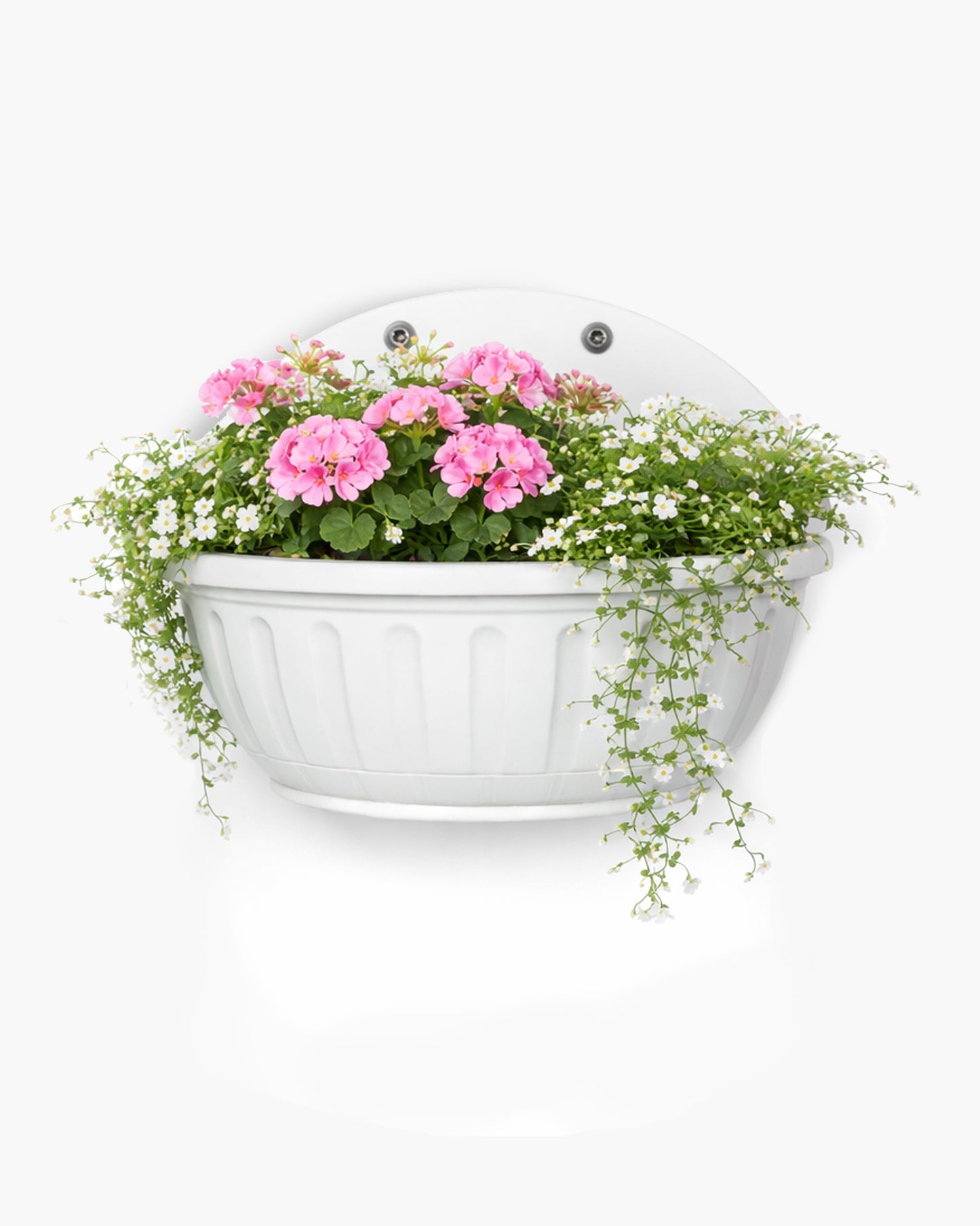 Homesake® White Self Watering Wall Planter Ribbed Wall Square, Rustproof PP, Dual Chamber Design