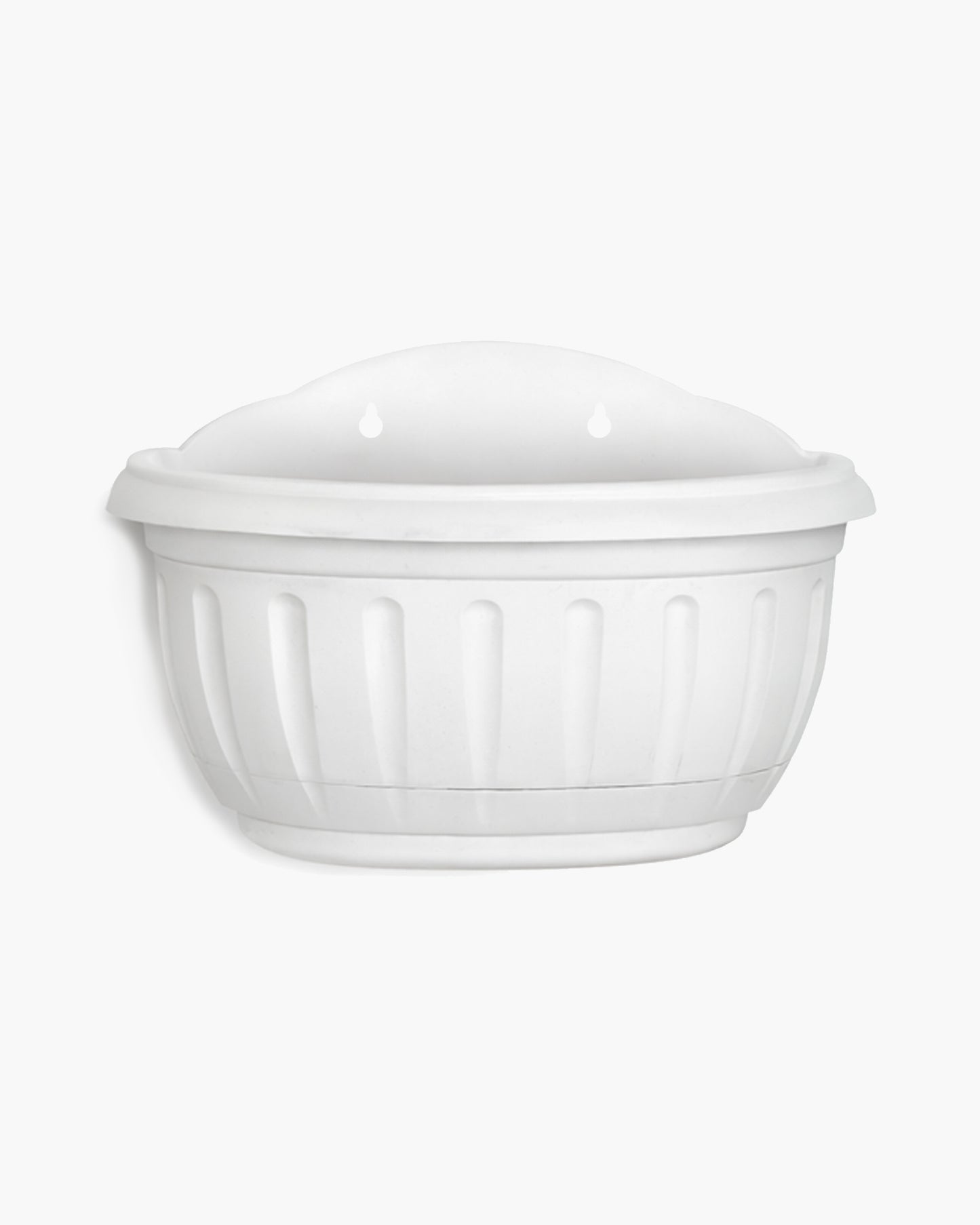 Homesake® White Self Watering Wall Planter Ribbed Wall Square, Rustproof PP, Dual Chamber Design