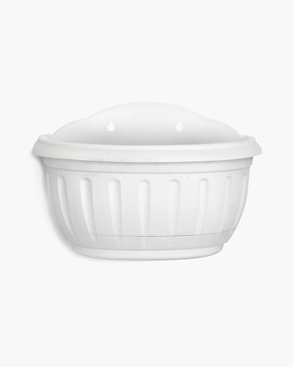 Homesake® White Self Watering Wall Planter Ribbed Wall Square, Rustproof PP, Dual Chamber Design