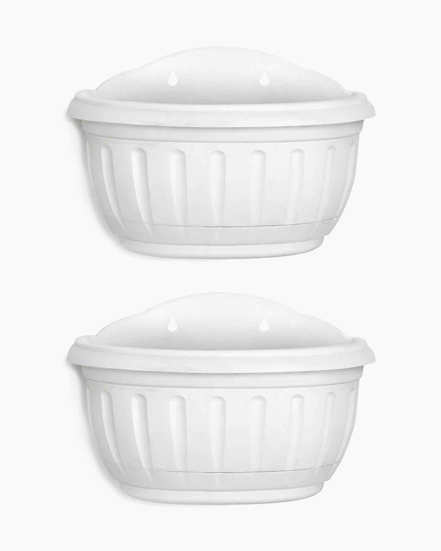 Homesake® White Self Watering Wall Planter Ribbed Wall Square, Rustproof PP, Dual Chamber Design
