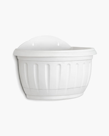 Homesake® White Self Watering Wall Planter Ribbed Wall Square, Rustproof PP, Dual Chamber Design