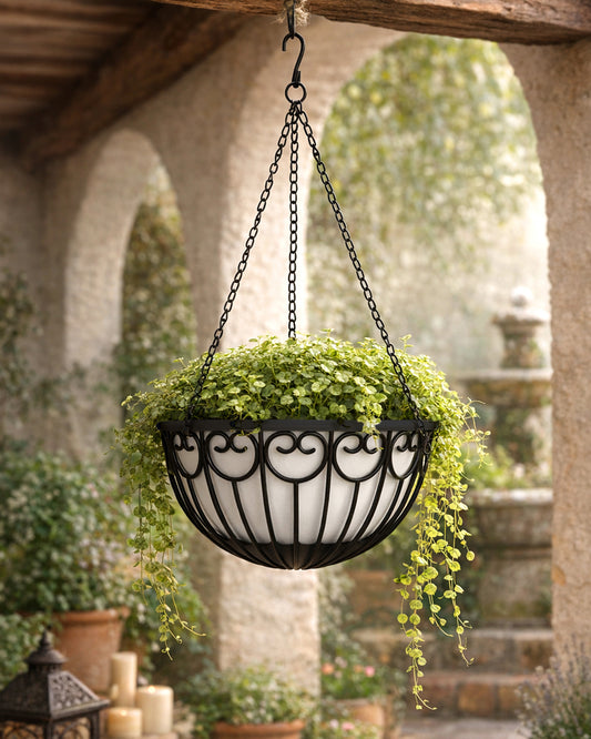 Homesake® French Float Hanging Planter with Inner Basket | Modern Plastic Hanging Pot for Indoor, Balcony & Outdoor Plants | Lightweight, Durable, Easy Drain Design