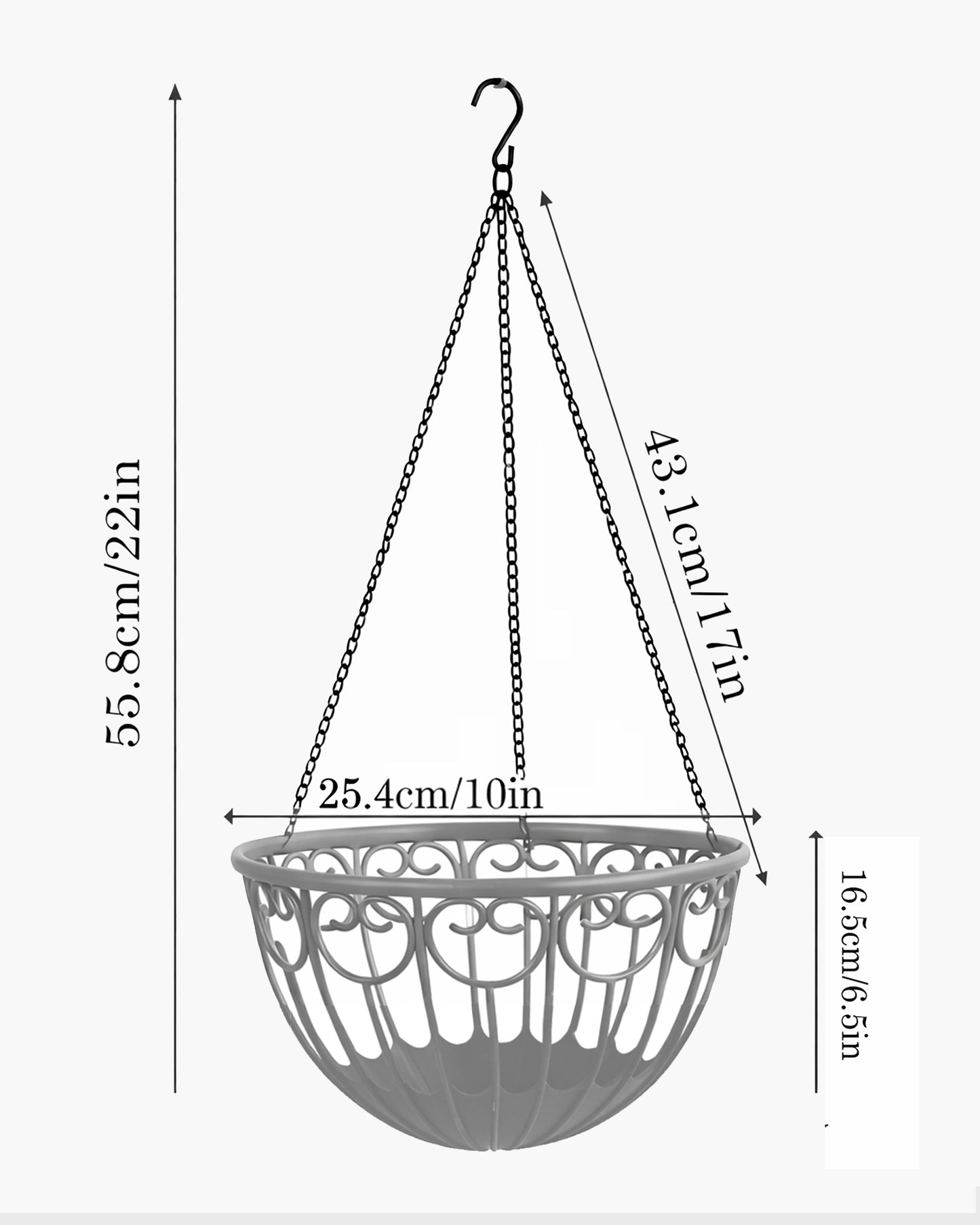 Homesake® French Float Hanging Planter with Inner Basket | Modern Plastic Hanging Pot for Indoor, Balcony & Outdoor Plants | Lightweight, Durable, Easy Drain Design