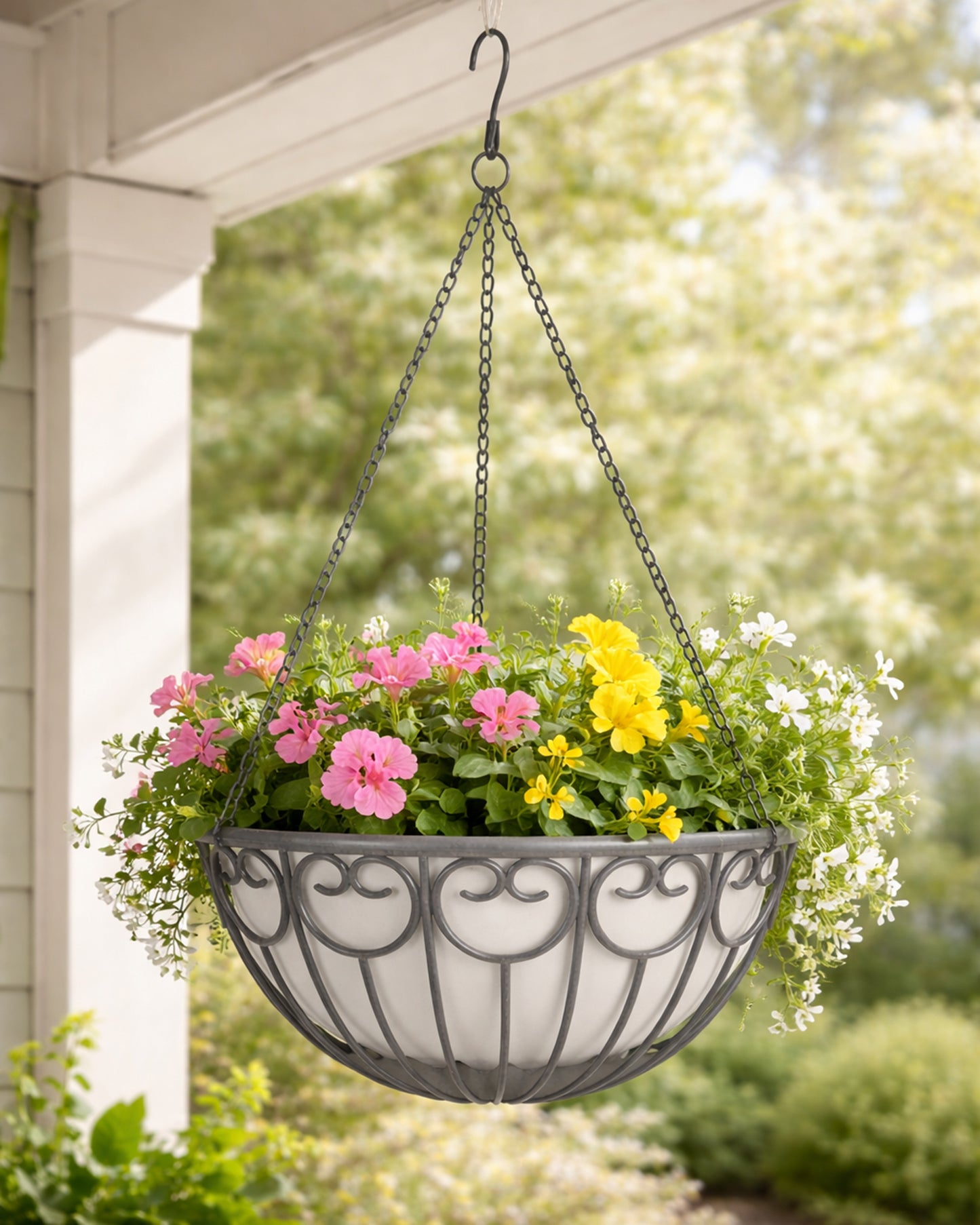 Homesake® French Float Hanging Planter with Inner Basket | Modern Plastic Hanging Pot for Indoor, Balcony & Outdoor Plants | Lightweight, Durable, Easy Drain Design