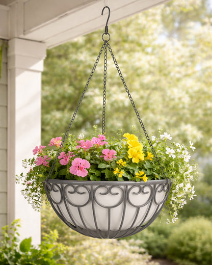 Homesake® French Float Hanging Planter with Inner Basket | Modern Plastic Hanging Pot for Indoor, Balcony & Outdoor Plants | Lightweight, Durable, Easy Drain Design