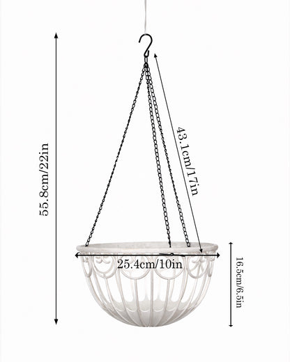 Homesake® French Float Hanging Planter with Inner Basket | Modern Plastic Hanging Pot for Indoor, Balcony & Outdoor Plants | Lightweight, Durable, Easy Drain Design