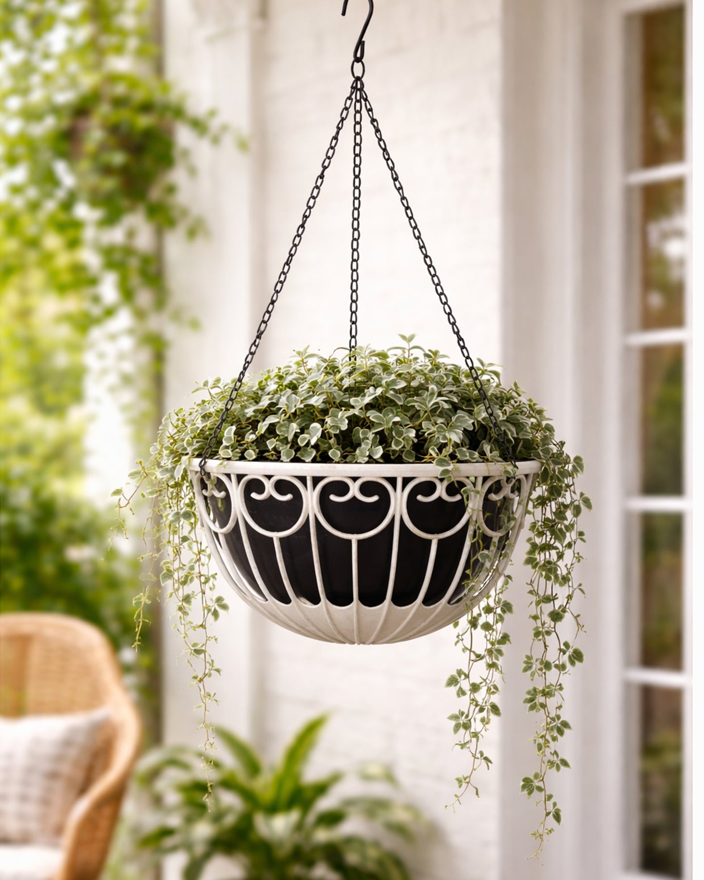 Homesake® French Float Hanging Planter with Inner Basket | Modern Plastic Hanging Pot for Indoor, Balcony & Outdoor Plants | Lightweight, Durable, Easy Drain Design