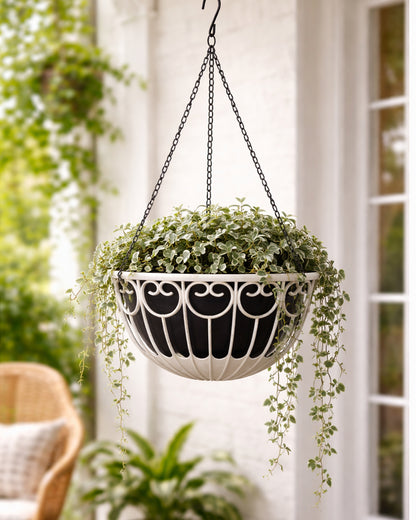 Homesake® French Float Hanging Planter with Inner Basket | Modern Plastic Hanging Pot for Indoor, Balcony & Outdoor Plants | Lightweight, Durable, Easy Drain Design