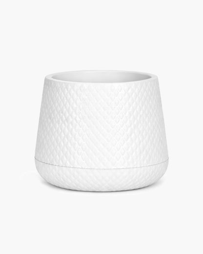 Homesake® Aqua Rib Self Watering Planter Pot for Indoor Plants, Ribbed Design Plastic Flower Pot with Dual Water Reservoir, Modern Decorative Planter for Living Room, Balcony & Office, White, Set of 1