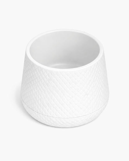 Homesake® Aqua Rib Self Watering Planter Pot for Indoor Plants, Ribbed Design Plastic Flower Pot with Dual Water Reservoir, Modern Decorative Planter for Living Room, Balcony & Office, White, Set of 1