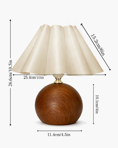 Homesake® Wood Grain Pattern Small Table Lamp,Desk Light, Table Lamp, Metal Bedroom Lamps for Nightstand, Small Scalloped Lamp Shade Table Lamps for Small Spaces for Bedroom,Living Room, Round