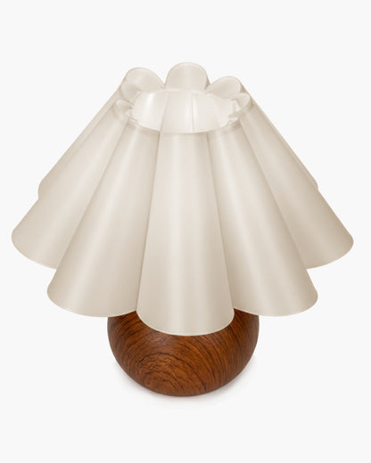 Homesake® Wood Grain Pattern Small Table Lamp,Desk Light, Table Lamp, Metal Bedroom Lamps for Nightstand, Small Scalloped Lamp Shade Table Lamps for Small Spaces for Bedroom,Living Room, Round