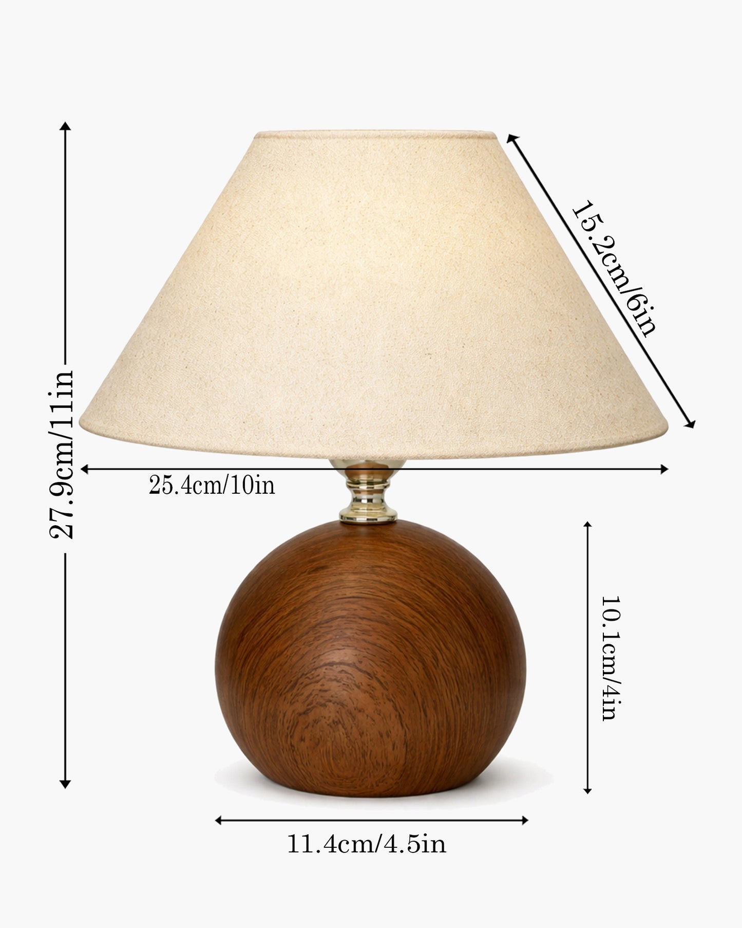 Homesake® Wood Grain Pattern Small Table Lamp,Desk Light, Table Lamp, Metal Bedroom Lamps for Nightstand, Small Scalloped Lamp Shade Table Lamps for Small Spaces for Bedroom,Living Room, Round