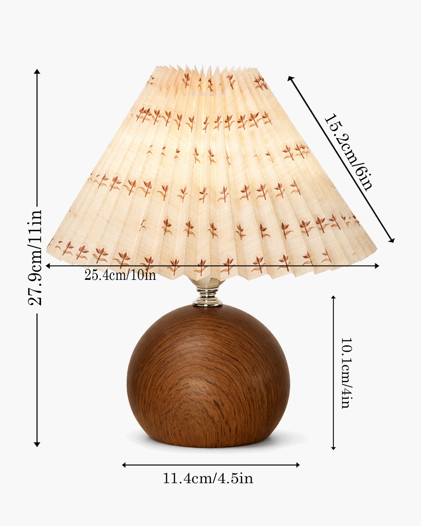 Homesake® Wood Grain Pattern Small Table Lamp,Desk Light, Table Lamp, Metal Bedroom Lamps for Nightstand, Small Scalloped Lamp Shade Table Lamps for Small Spaces for Bedroom,Living Room, Round