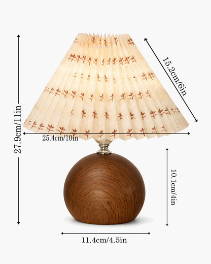 Homesake® Wood Grain Pattern Small Table Lamp,Desk Light, Table Lamp, Metal Bedroom Lamps for Nightstand, Small Scalloped Lamp Shade Table Lamps for Small Spaces for Bedroom,Living Room, Round