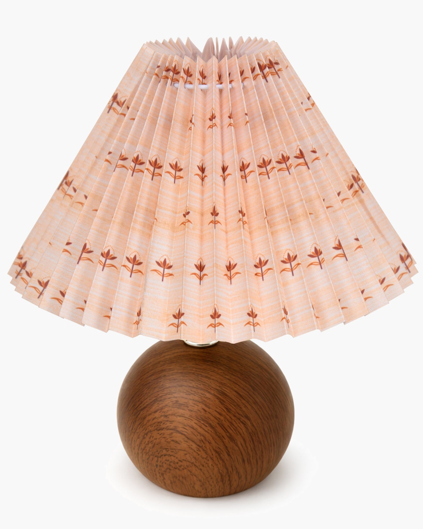 Homesake® Wood Grain Pattern Small Table Lamp,Desk Light, Table Lamp, Metal Bedroom Lamps for Nightstand, Small Scalloped Lamp Shade Table Lamps for Small Spaces for Bedroom,Living Room, Round