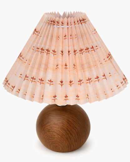 Homesake® Wood Grain Pattern Small Table Lamp,Desk Light, Table Lamp, Metal Bedroom Lamps for Nightstand, Small Scalloped Lamp Shade Table Lamps for Small Spaces for Bedroom,Living Room, Round