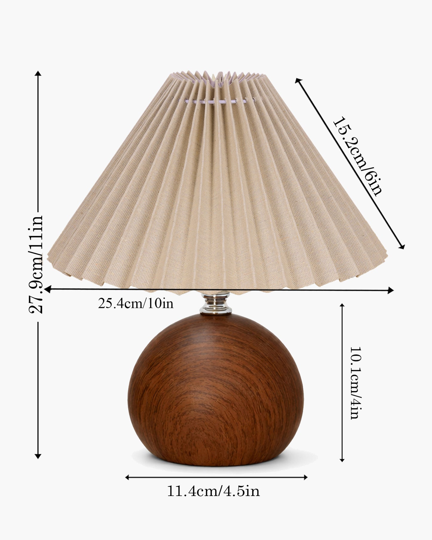 Homesake® Wood Grain Pattern Small Table Lamp,Desk Light, Table Lamp, Metal Bedroom Lamps for Nightstand, Small Scalloped Lamp Shade Table Lamps for Small Spaces for Bedroom,Living Room, Round