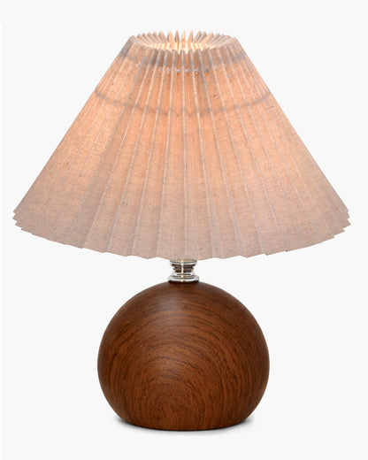 Homesake® Wood Grain Pattern Small Table Lamp,Desk Light, Table Lamp, Metal Bedroom Lamps for Nightstand, Small Scalloped Lamp Shade Table Lamps for Small Spaces for Bedroom,Living Room, Round