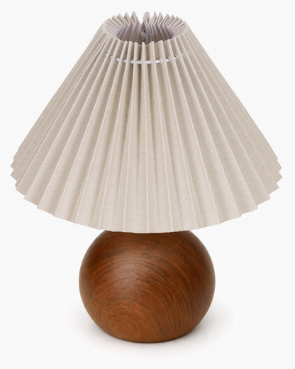 Homesake® Wood Grain Pattern Small Table Lamp,Desk Light, Table Lamp, Metal Bedroom Lamps for Nightstand, Small Scalloped Lamp Shade Table Lamps for Small Spaces for Bedroom,Living Room, Round