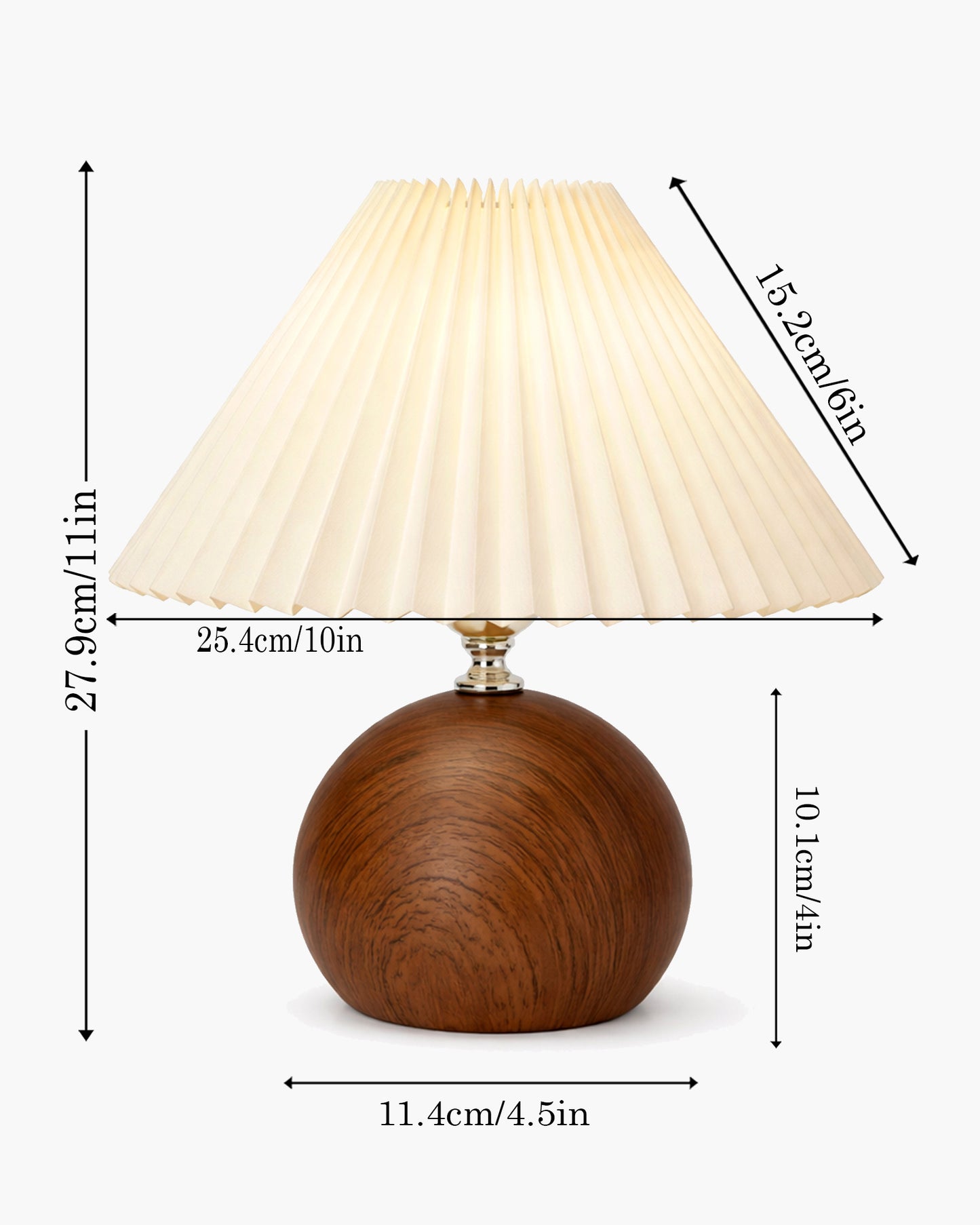 Homesake® Wood Grain Pattern Small Table Lamp,Desk Light, Table Lamp, Metal Bedroom Lamps for Nightstand, Small Scalloped Lamp Shade Table Lamps for Small Spaces for Bedroom,Living Room, Round