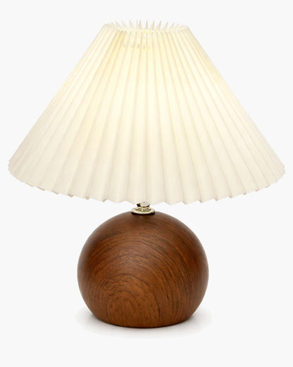 Homesake® Wood Grain Pattern Small Table Lamp,Desk Light, Table Lamp, Metal Bedroom Lamps for Nightstand, Small Scalloped Lamp Shade Table Lamps for Small Spaces for Bedroom,Living Room, Round