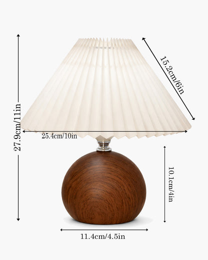 Homesake® Wood Grain Pattern Small Table Lamp,Desk Light, Table Lamp, Metal Bedroom Lamps for Nightstand, Small Scalloped Lamp Shade Table Lamps for Small Spaces for Bedroom,Living Room, Round